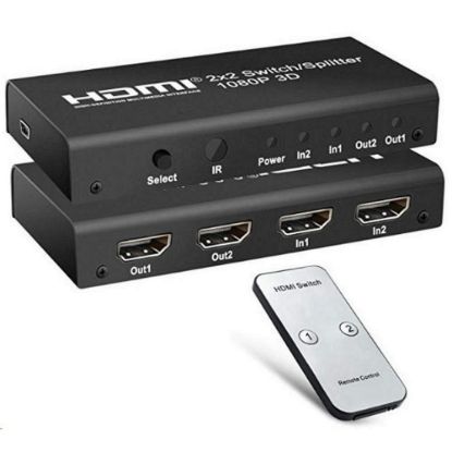 Obrázek PREMIUMCORD HDMI switch 2: 2 , 3D, 1080p s dálkovým ovladačem