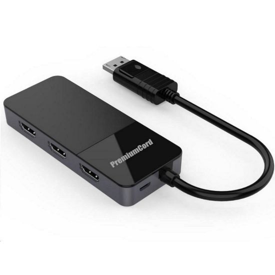 Obrázek PREMIUMCORD MST adapter DisplayPort 1.4 na 3x HDMI2.0 monitory 4K@60 Hz, extended + mirror + duplicate režimy