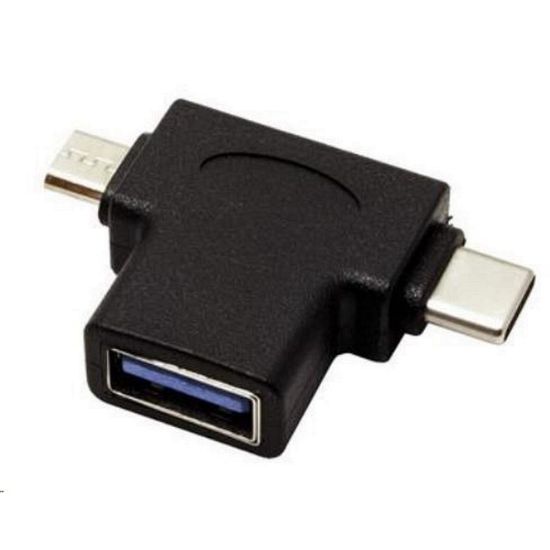 Obrázek Adaptér USB3.0 female na dva konektory USB 3.1 C/ male + micro USB B/ male