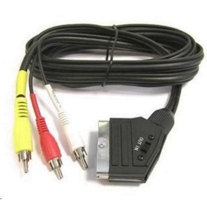Obrázek PremiumCord Kabel SCART - 3xCINCH M/ M 1.5m in/ out přepínač