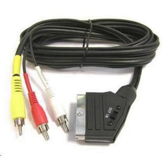 Obrázek PremiumCord Kabel SCART - 3xCINCH M/ M 1.5m in/ out přepínač