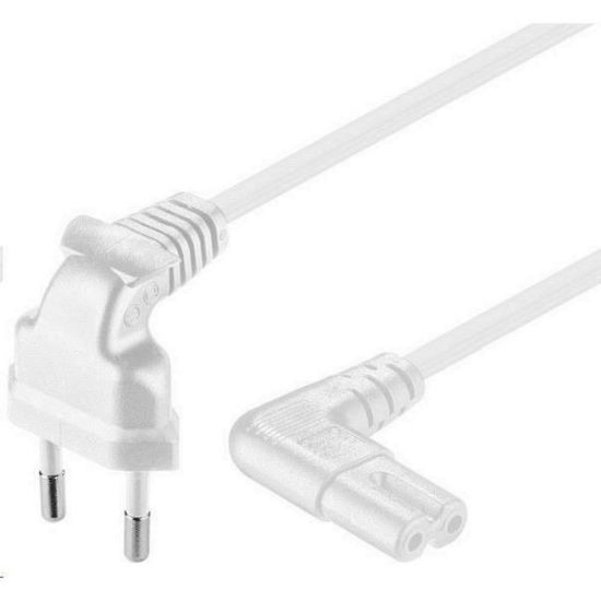 Obrázek PREMIUMCORD Kabel síťový 230V k magnetofonu se zahnutými konektory 5m, bíla