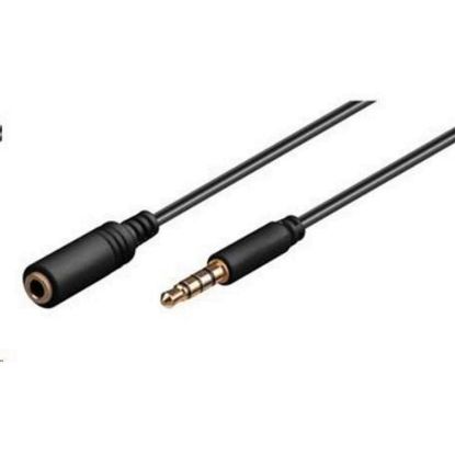 Obrázek PREMIUMCORD Kabel Jack 3, 5mm 4 pinový M/ F 3m pro Apple iPhone, iPad, iPod