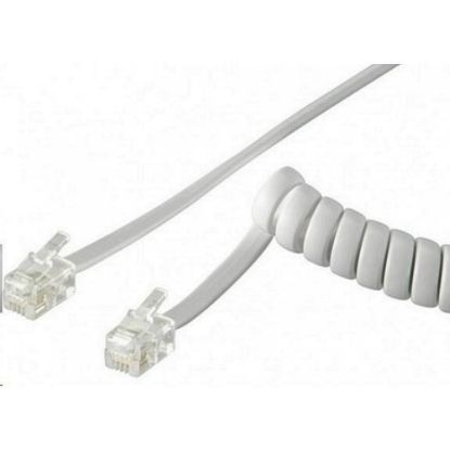 Obrázek PremiumCord Kabel telefonní sluchátkový kroucený 4 žíly 4m - bílý