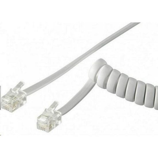 Obrázek PremiumCord Kabel telefonní sluchátkový kroucený 4 žíly 4m - bílý