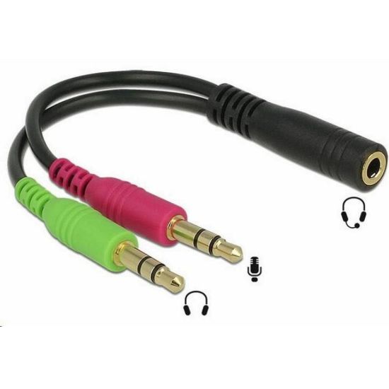 Obrázek PREMIUMCORD Adaptér 4pólový jack3, 5mm pro sluchátka a mikrofon, 30cm