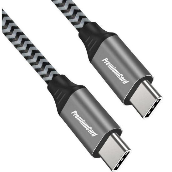 Obrázek PREMIUMCORD Kabel USB- C M/ M, 100 W 20V/ 5A 480Mbps bavlněný oplet, 0, 5m