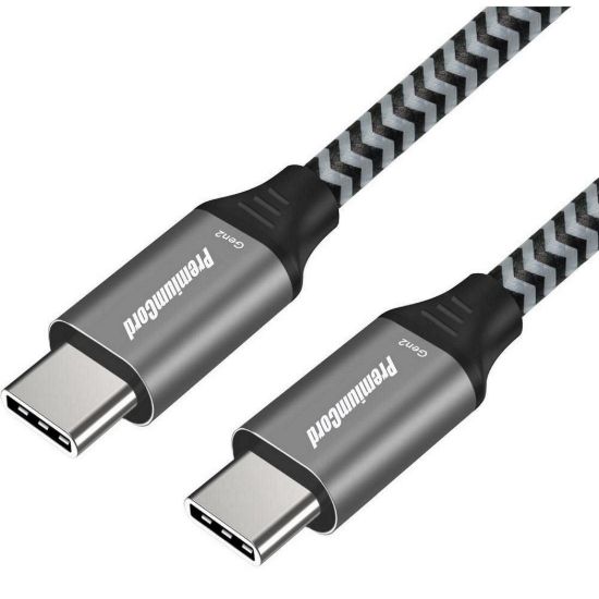 Obrázek PREMIUMCORD Kabel USB- C (USB 3.2 Gen 2, 3A, 60 W, 20Gbit/ s) bavlněný oplet, 0, 5m