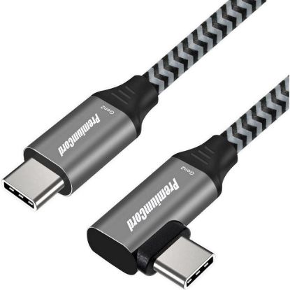 Obrázek PREMIUMCORD Zahnutý kabel USB- C (USB 3.2 Gen 2, 3A, 60 W, 20Gbit/ s), hliníkové krytky konektorů, 0, 5m