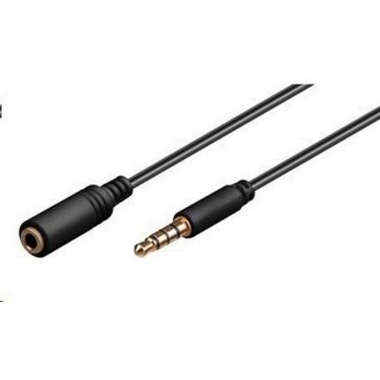 Obrázek PREMIUMCORD Kabel Jack 3, 5mm 4 pinový M/ F 1m pro Apple iPhone, iPad, iPod