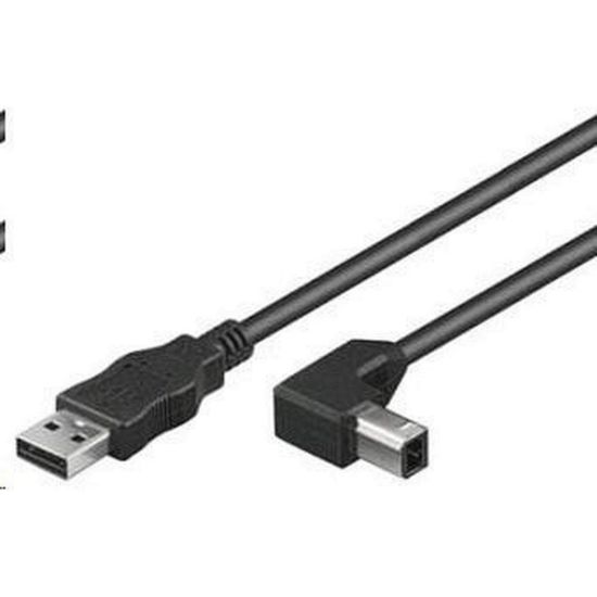 Obrázek PREMIUMCORD Kabel USB 2.0 A- B propojovací 3m - zahnutý B konektor 90°
