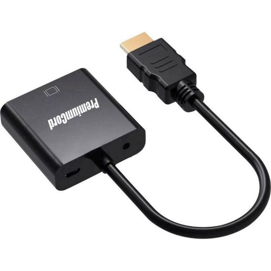 Obrázek PremiumCord převodník HDMI na VGA se zvukem 3, 5mm stereo jack, černá