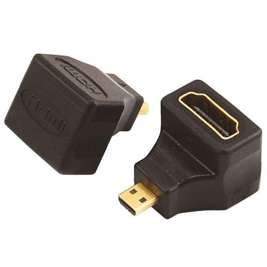 Obrázek PremiumCord adaptér Micro HDMI Male na HDMI Female zahnutý do pravého úhlu 90°