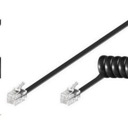 Obrázek PremiumCord Kabel telefonní sluchátkový kroucený 4 žíly 2m - černý