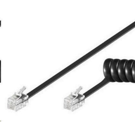 Obrázek PremiumCord Kabel telefonní sluchátkový kroucený 4 žíly 4m - černý