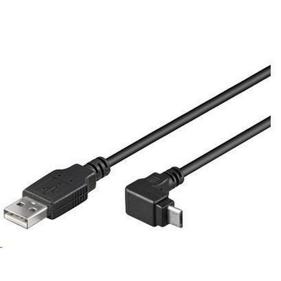 Obrázek PremiumCord Kabel micro USB 2.0, A- B, konektor do úhlu 90° 3m (černý)