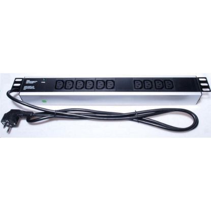 Obrázek PremiumCord Panel napájecí do 19" racku 1.5U, 10xIEC (C13), 2m kabel