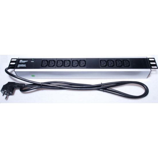Obrázek PremiumCord Panel napájecí do 19" racku 1.5U, 10xIEC (C13), 2m kabel