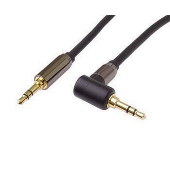 Obrázek PremiumCord HQ stíněný kabel stereo Jack 3.5mm - Jack 3.5mm zahnutý 90°, 5m