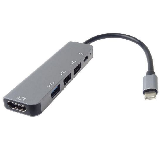 Obrázek PremiumCord Adaptér USB- C na HDMI + USB3.0 + 2x USB2.0 + PD(power delivery)