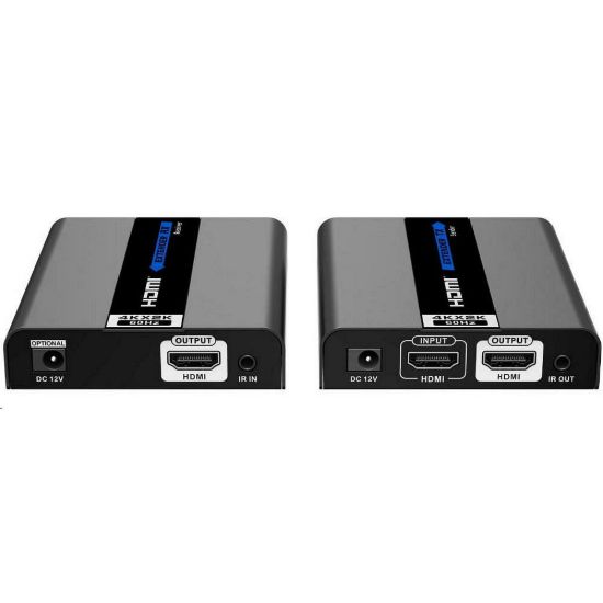Obrázek PremiumCord 4Kx2K@60 Hz HDMI2.0 extender na 50m přes jeden kabel Cat6/ 6a/ 7 s lokálním HDMI výstupem
