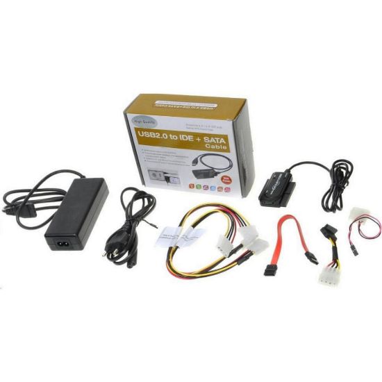 Obrázek PREMIUMCORD USB 2.0 - IDE + SATA adapter s kabelem a přídavným zdrojem