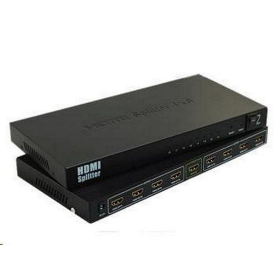 Obrázek PremiumCord HDMI splitter 1- 8 portů kovový s napájecím adaptérem, 4K, 1080p, 3D