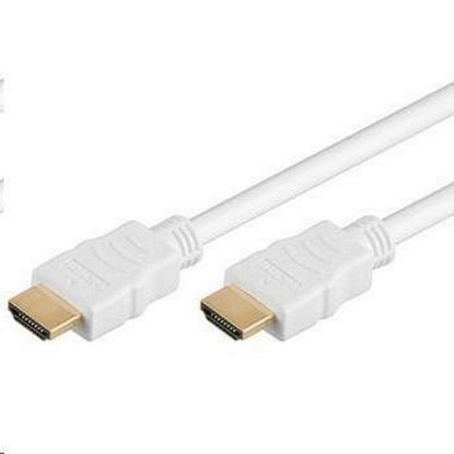 Obrázek PremiumCord HDMI High Speed + Ethernet kabel, bílý, zlacené konektory, 2m