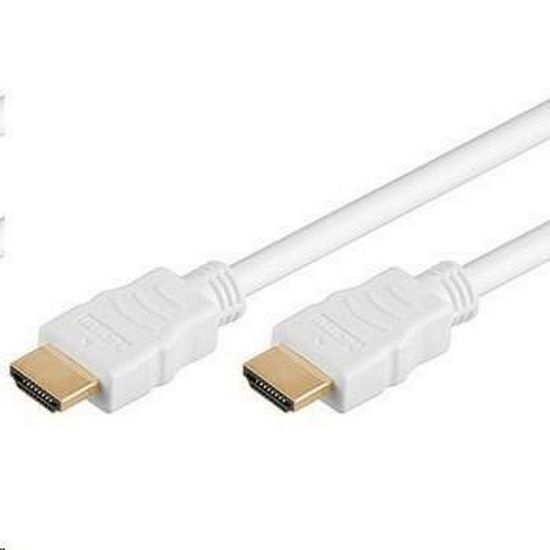 Obrázek PremiumCord HDMI High Speed + Ethernet kabel, bílý, zlacené konektory, 2m