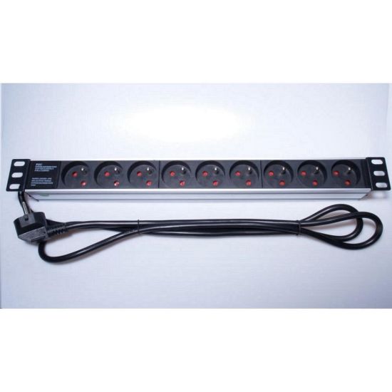 Obrázek PremiumCord Panel napájecí do 19" racku 1U, 9 x 230V, 2m kabel