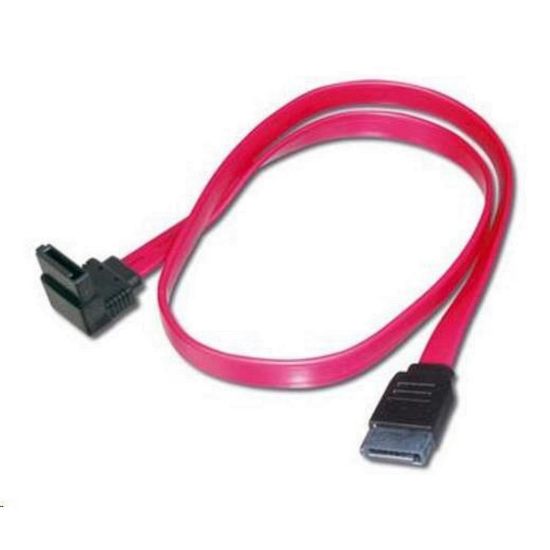 Obrázek PREMIUMCORD Kabel SATA 0, 5m 1 x 90°+1x rovný konektor