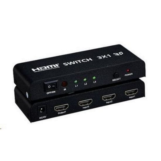 Obrázek PREMIUMCORD HDMI switch 3: 1 kovový s dálkovým ovládáním