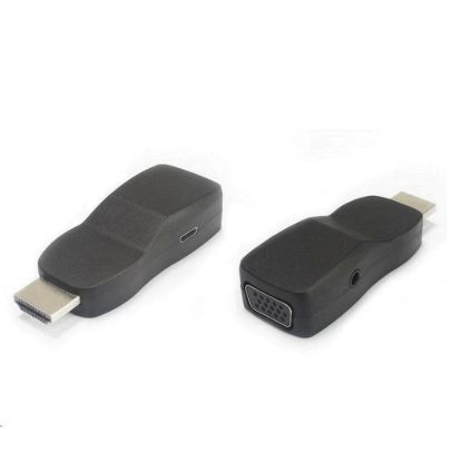 Obrázek PREMIUMCORD Převodník HDMI na VGA miniaturní provedení se zvukem a napájecím konektorem - černý