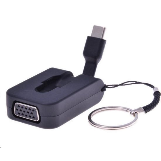 Obrázek PREMIUMCORD Adaptér USB 3.1 Typ- C male na VGA female, zasunovací kabel a kroužek na klíče