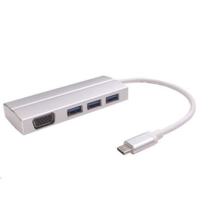 Obrázek PREMIUMCORD Adaptér USB 3.1 Type- C male na VGA female + 3x USB 3.0, aluminum