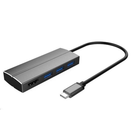 Obrázek PREMIUMCORD Adaptér USB 3.1 Type- C male na HDMI female + 3x USB 3.0, aluminum