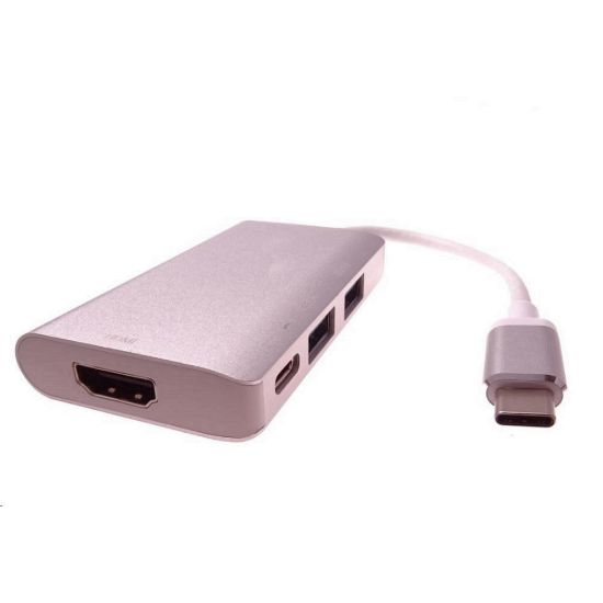 Obrázek PREMIUMCORD Převodník USB3.1 typ C na HDMI + 2xUSB3.0 + PD charge, Aluminium pouzdro
