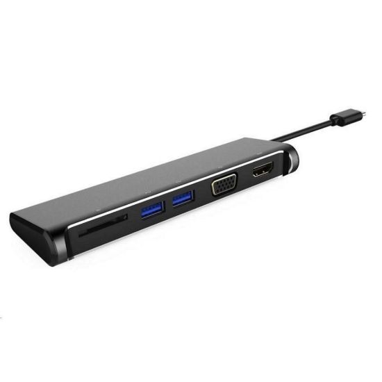 Obrázek PREMIUMCORD Převodník USB 3.1 typ - C na 4K HDMI+1080p VGA+SD Card+2xUSB3.0 (5- in- 1)