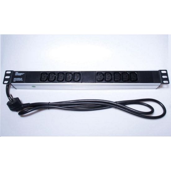 Obrázek PremiumCord Panel napájecí do 19" racku 1U, 10xIEC (C13), 2m kabel