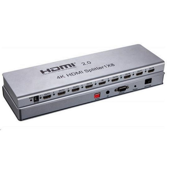 Obrázek PremiumCord HDMI 2.0 splitter 1- 8 portů, 4K x 2K/ 60 Hz, FULL HD, 3D