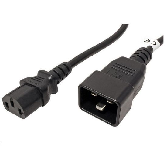 Obrázek PREMIUMCORD Kabel síťový propojovací 230V 10A 1m, konektory IEC 320 C13 - IEC 320 C20