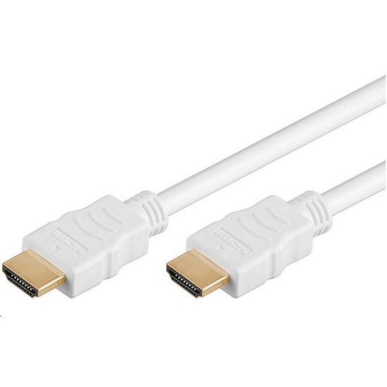 Obrázek PremiumCord HDMI High Speed + Ethernet kabel, zlacené konektory, 1.5m, bílý