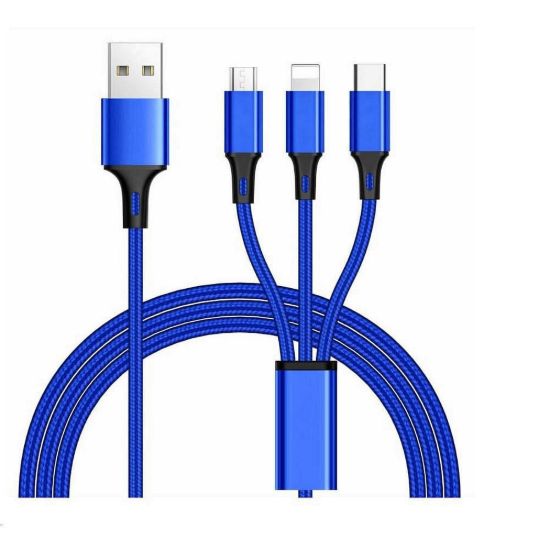 Obrázek PremiumCord Kabel 3 in 1 USB, 3 konektory USB Type- C + micro USB + Lightning pro Apple, 1.2m