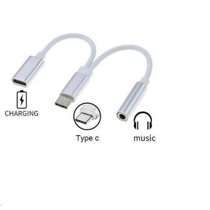 Obrázek PremiumCord Převodník USB- C na audio konektor jack 3, 5mm female + USB typ C konektor pro nabíjení