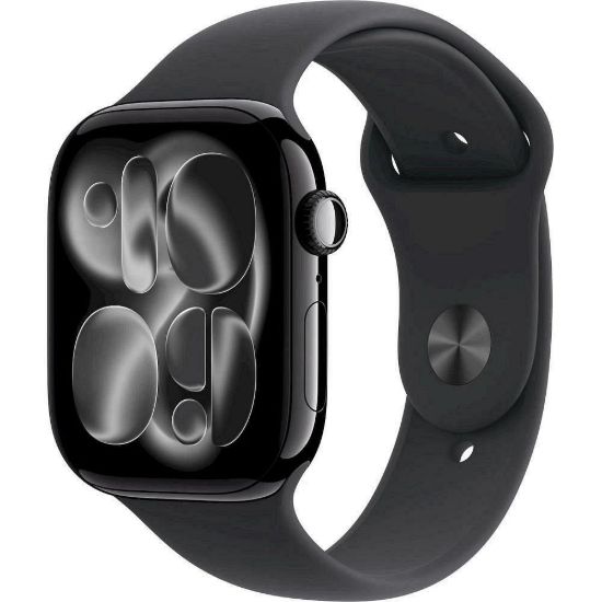 Obrázek Apple Watch Series 11 GPS + Cellular 46mm Jet Black Aluminium Case with Black Sport Band - M/ L