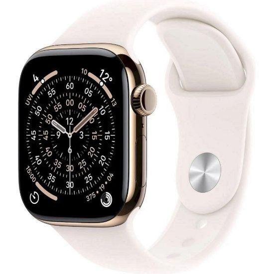 Obrázek Apple Watch Series 11 GPS + Cellular 42mm Gold Titanium Case with Light Blush Sport Band - S/ M