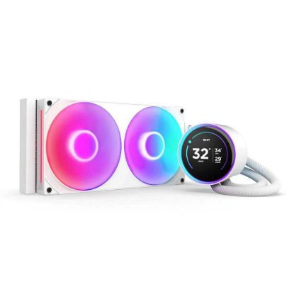 Obrázek NZXT vodní chladič Kraken 280 ELITE RGB / 2 x 140mm RGB fan / 4- pin PWM / LCD disp. / 6 let / bílá