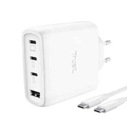 Obrázek TRUST GaN Nabíječka MAXO 65 W, 3xUSB- C, 1xUSB- A, bílá