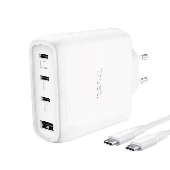 Obrázek TRUST GaN Nabíječka MAXO 65 W, 3xUSB- C, 1xUSB- A, bílá