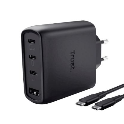 Obrázek TRUST GaN Nabíječka MAXO 65 W, 3xUSB- C, 1xUSB- A, černá